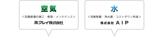 空気（ホクレイ株式会社）と水（株式会社AIP）